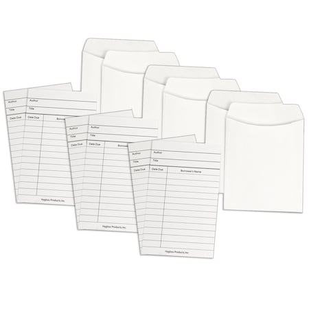 Hygloss Products Library Cards + Non-Adhesive Pockets Combo, White, 30 of Each, PK3 61153